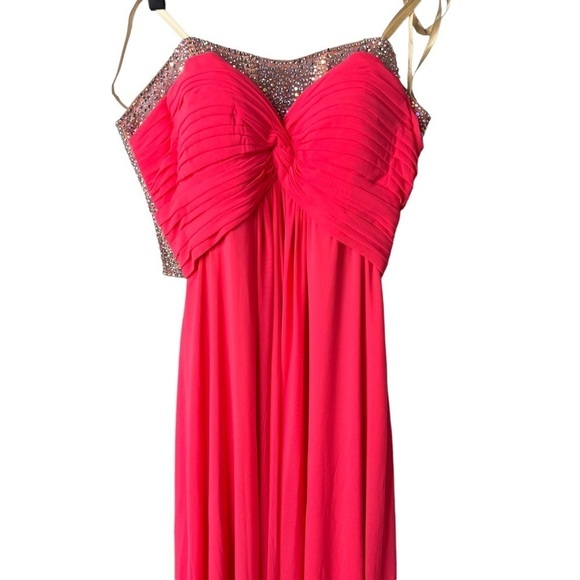 La Femme Strapless Sweetheart Sequin Prom Dress Bright Pink Size 6 - Picture 4 of 10